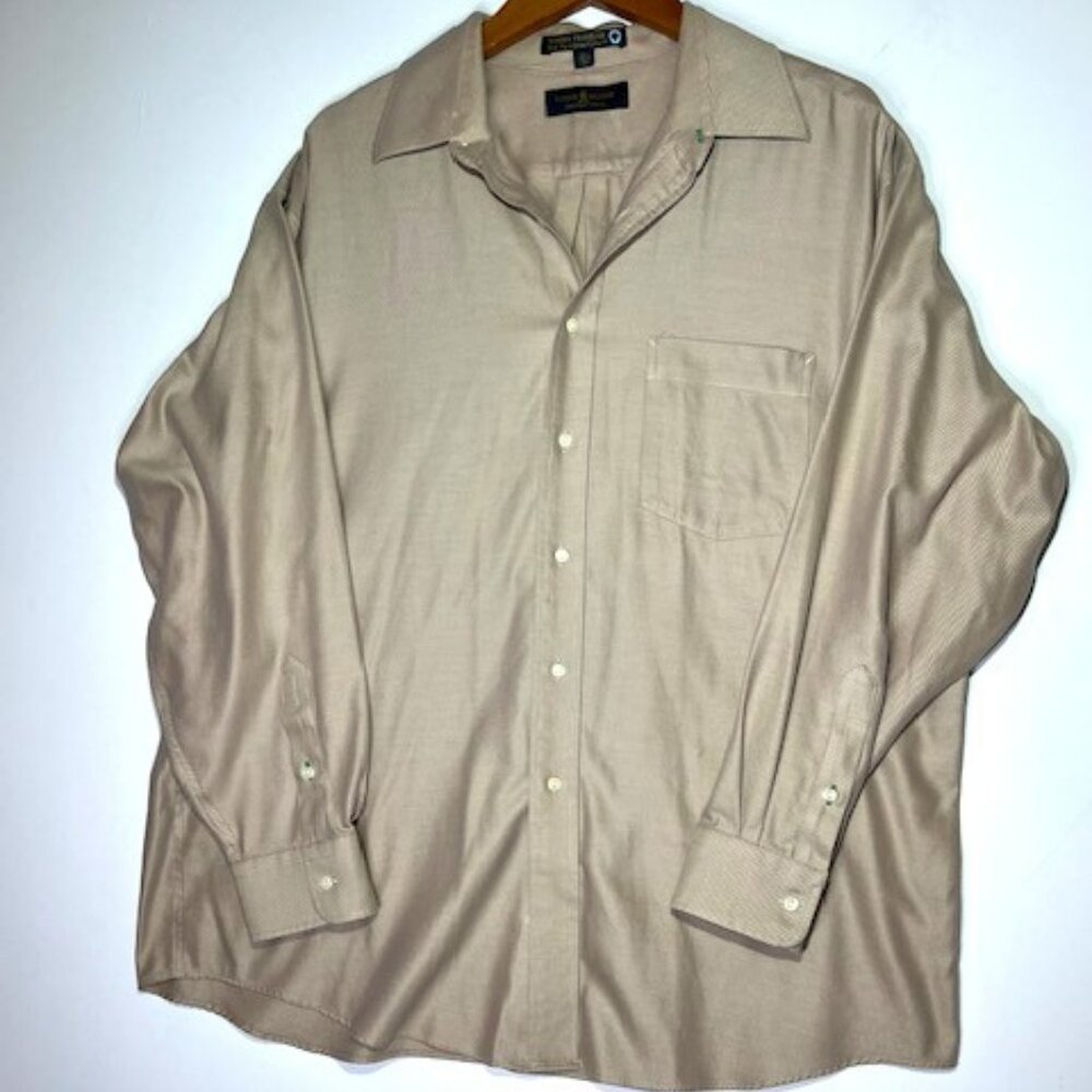 Tommy Hilfiger Lifetime Collar Gold Twill Tailored Dress Shirt Sz 16 1/2" 33"